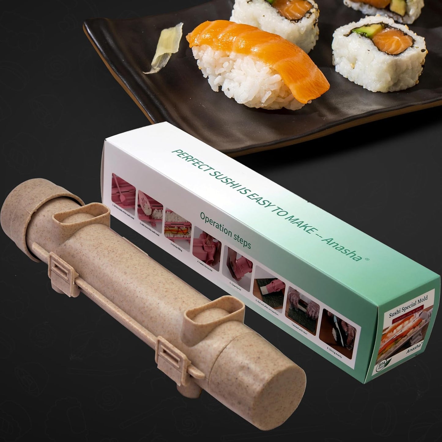 Molde para Sushi – Maquina para Preparar Rollos con Arroz, Verduras y Carne | Herramienta Perfecta para Principiantes y Amantes del Sushi